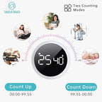 White Quick Que Kitchen Timers, Visual timers Large LED Display Magnetic Countdown Countup Timer for Classroom Cooking Fitness Baking Studying Teaching, Easy for Kids and Seniors (White)