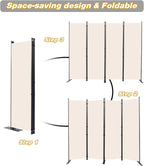 CHOSENM Room Divider, 4 Panel Folding Privacy Screens with Wider Support Feet, 6 Ft Portable Room Partition for Room Separator, 88" W X 71" H, Beige