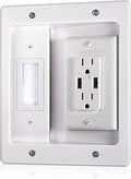 in Wall Cable Management Kit with Brush Wall Plate, AC Outlets & USB Ports, Recessed Outlet Box, for Walls Mount TV with Cable Management Box, in Walls TV Connection Kit for Home Theater Systems