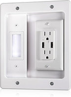 in Wall Cable Management Kit with Brush Wall Plate, AC Outlets & USB Ports, Recessed Outlet Box, for Walls Mount TV with Cable Management Box, in Walls TV Connection Kit for Home Theater Systems