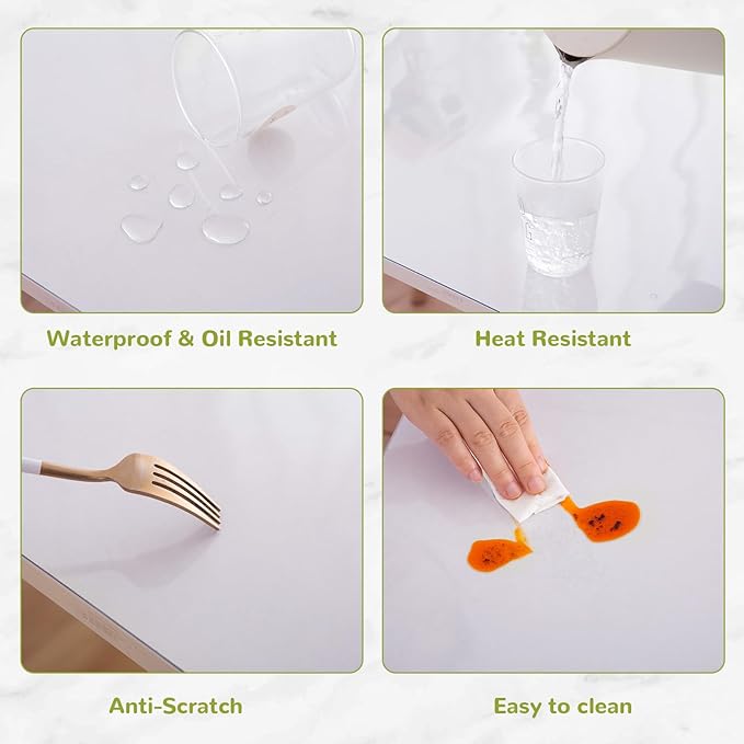 Eisdroma 40 x 80 Inch Clear Table Cover Protector, Clear Table Protector for Dining Room Table, 1.5mm Plastic Table Cover, Waterproof Table Pad for Kitchen, Office