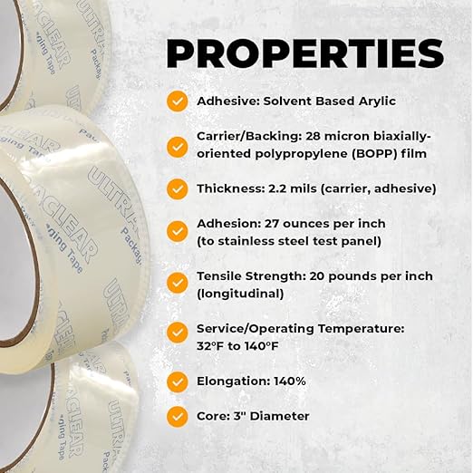 WOD CST22CC Crystal Clear See-Through Packing Tape – 1 inch x 110 yds. for Carton Sealing Mailing, Shipping, and Protection, Label Covering, Lamination, and Outdoor Uses.