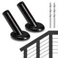 RiaYer 50 Pack 30 Degree Angle Protective Sleeves, Black Cable Railing Corner Protector Sleeve Beveled for 1/8" Wire Rope, T316 Marine Grade Cable Railing Kit with Two Drill Bit for Wood Posts HF039B