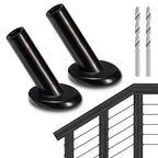 RiaYer 50 Pack 30 Degree Angle Protective Sleeves, Black Cable Railing Corner Protector Sleeve Beveled for 1/8" Wire Rope, T316 Marine Grade Cable Railing Kit with Two Drill Bit for Wood Posts HF039B