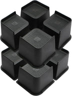 MXMZHXU Bed Risers 2 inch, 3 inch, 4 inch, 6 inch or 8 inch Heavy Duty Furniture Risers, Up to 6000 Lbs L Shaped Design Bed Lifts Blocks for Couch Desk Sofa Table (Black, 4 Inch 8 Pack)