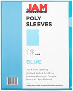 JAM PAPER Plastic Sleeves - Letter Sized - 9 x 11 1/2 - Blue Project Pockets - 12 Page Protectors/Pack