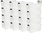Sterilite 16-Pack Ultra Latching Box, Storage Bins with Lids, Clear Plastic, 70 Quart - Heavy-Duty Organizing Containers for Closet, Bathroom, and Office