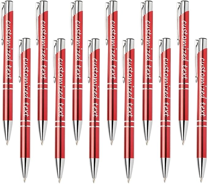 Yucold Customized ballpoint pens in bulk, personalized ballpoint pens with free engraving, for use in companies, enterprises, graduation anniversaries (Red,13)