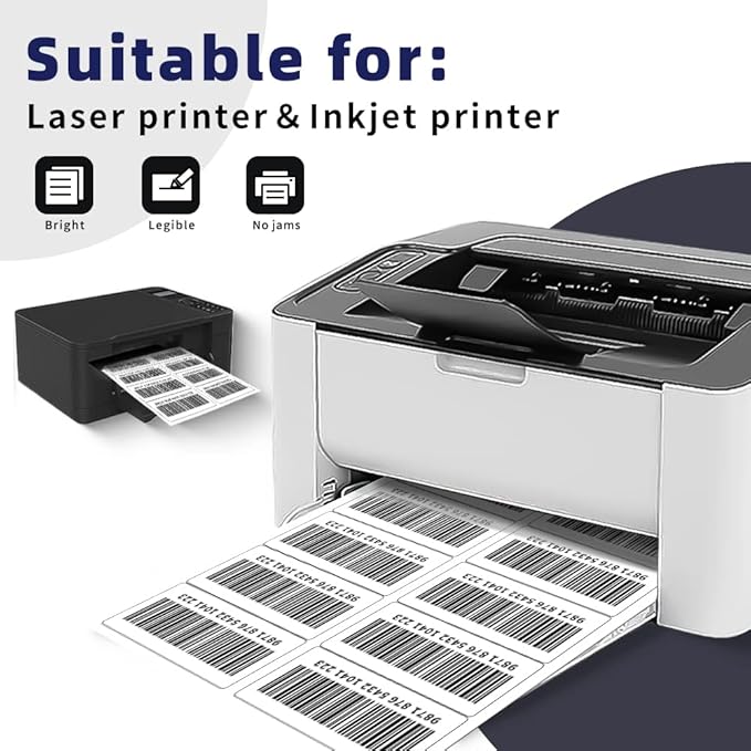 POLYSELLS Self Adhesive 2"x4" Address Shipping Labels, 10UP White Sticker FBA Labels, Inkjet/Laser Printer Compatible, 10 Labels/Sheet, 500 Sheets/5000 Labels
