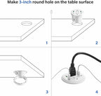Desktop Power Grommet 3-inch Hole,40W Total Fast Charging Station, 2 PD 20W USB C Port,Flush-Mount Recessed Power Strip, 2 AC Outlets,4 USB Ports,in to The Top of Your Desk,6ft Cord