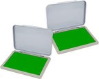 2 Pack Metal Case Stamp Pad Medium Size, Green Color - Size: 3" x 4" - Choose from 15 Ink Colors