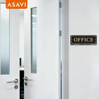 ASAVI “OFFICE” Acrylic Door Sign – Waterproof & Fade-Resistant Office Label with Strong Adhesive + Pre-Drilled Holes (8.7"x3") | Ideal for Doors and Walls in Offices, Lobbies, and Workspaces (Black gold)