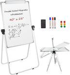 Stand White Board - 40 x 28 Inch Double Sided Magnetic Dry Erase Board with Stand Height Adjustable, Sturdy Aluminum Frame for Home Office Classroom Use