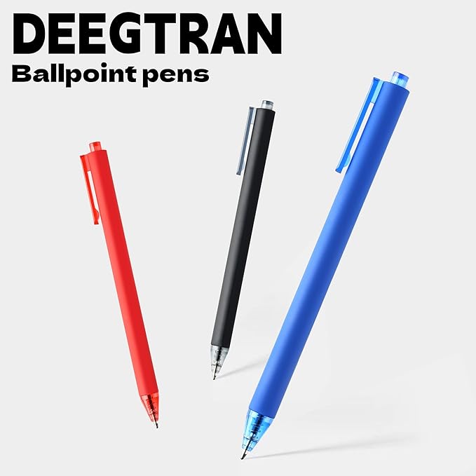 deegtran Pens Bulk, 50 Pack Smooth Red Ink Ballpoint Pens, Wholesale Retractable Pens, No Bleed Click Pen Medium Point, 1.0MM