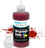 MaxMark Premium Refill Ink with Control Tip Bottle for Self-Inking Stamps, Crimson Red Color - 1 oz.