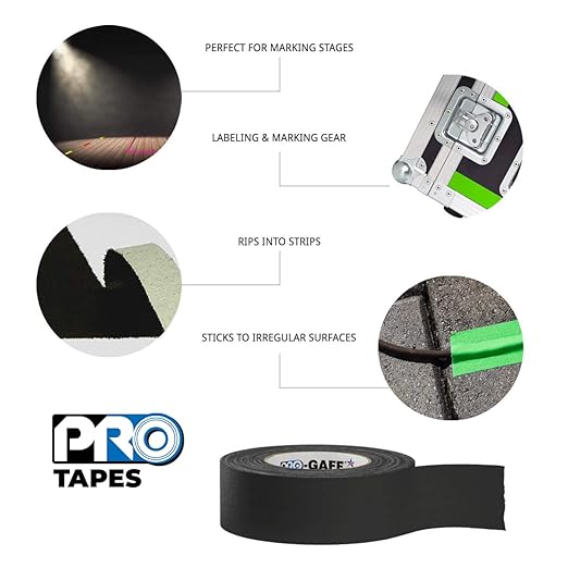 1" Width ProTapes Pro Gaff Premium Matte Cloth Gaffer's Tape With Rubber Adhesive, 11 mils Thick, 55 yds Length, Red (Pack of 1)