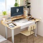 FLEXISPOT 4-Leg Standing Desk with Storage 71x32 in Electric Adjustable Height with 3 Drawers & Shelving Home Office Workstation (White + Maple Top)