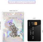 100Pcs Holographic Packaging Bags, 3.5x4.7 inch Resealable Foil Pouch Mylar Sample Bag Great for Small Business and Party