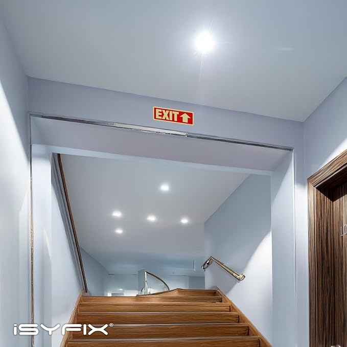 iSYFIX Exit Signs with Directional Up Arrow, Glow in the Dark, Photoluminescent Aluminum 12x4 Inch - 2 Pack, Laminated for UV & Weather Resistance, Ideal for Offices, Schools, Theaters & More