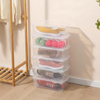 Naivees Shoe Storage Box Clear Plastic Stackable Storage box with Lid Durable Closet Containers for Shoes, Crafts and Art Supplies (12 Pack-6Qt)