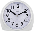 Tinload 5.5" Large Analog Alarm Clock Silent Non Ticking, Gentle Wake, Beep Sounds, Increasing Volume, Battery Operated Snooze and Manual Light, Easy Set,White(Best for Elder)