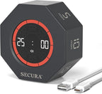 Secura Pomodoro Timer, Rotating Cube Time Tracker, Flip Gravity Sensor with 7 Presets(5/10/15/20/25/50/90 Minutes), Visual Progress Bar for ADHD, Kids, Tasks, Work, Study (Dark Gray)