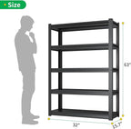 CBCNWR 63''H Garage Storage Shelves, 1800LBS Steel Heavy Duty Storage Shelves, Adjustable 5-Tier Metal Shelf Rack, Heavy Duty Shelving for Garage,Warehouse,Basement,Pantry–Black 32" Wx15.7 D x63 H