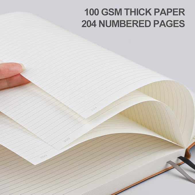 B5 College Ruled Notebook Softcover Journals (2-Pack)- AHGXG Large Composition Notebook 7.6 x 10 inch with Thick 100gsm Lined Paper, Total 408 Numbered Pages, Black Brown