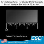 Clip Strip Corp. Price/Data Channel Label Holder Chips, Clear Plastic Tags, 3" L x 1.25" H, 7.5 Mil Thick, Gondola Shelf Edge, Reusable, Made for Point of Purchase Shelf Molding (1000)