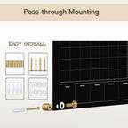 Black Glass 3-1 Monthly Dry Erase Calendar Whiteboard for Wall,24"x 36",Frameless Mounting,Office/School/Home, Frameless Large Planner White Board