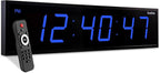 Ivation Oversized 36" Large Digital LED Clock | Big Digital Clock w/Multi-Function Display – Stopwatch, Timer, Alarms, Temp & Date | 6 Brightness Levels, Time Memory & Remote (Blue)