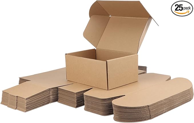 PHAREGE 9x6x4 inch Gift Shipping Boxes Bulk 25 Pack Brown, Tab Lock Tuck Top Mailing Boxes for Packaging Small Business, Small Cardboard Mailer Boxes for Wrapping Present
