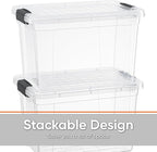 Superio Clear Storage Boxes with Lids, 8.75 Quart Plastic Container Bins for Organizing, Stackable Crates, BPA Free, Non Toxic, Odor Free, Organizers for Home, Office, School, and Dorm