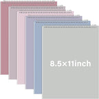 Maitys 6 Pcs Legal Pad Steno Spiral Notebook 8.5" x 11" Top Bound Spiral Pads Hard Cover College Ruled Notepad 70 Sheet Pad for School Office University Home(Pastel Color,Whimsical Style)