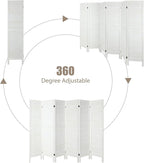 6 Panel Room Dividers and Folding Privacy Screens, Divider for Room Separation, Wood Louvered Divider Wall, Wooden Partition for Home Office Bedroom (White-Washed)