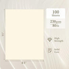 Ivory Cardstock 8.5 x 11, Cream Cardstock 80lb 100 Sheets, GIGYES Card Stock Printer Paper, Certificate, Wedding Invitations, Menus, Poster, DIY Card