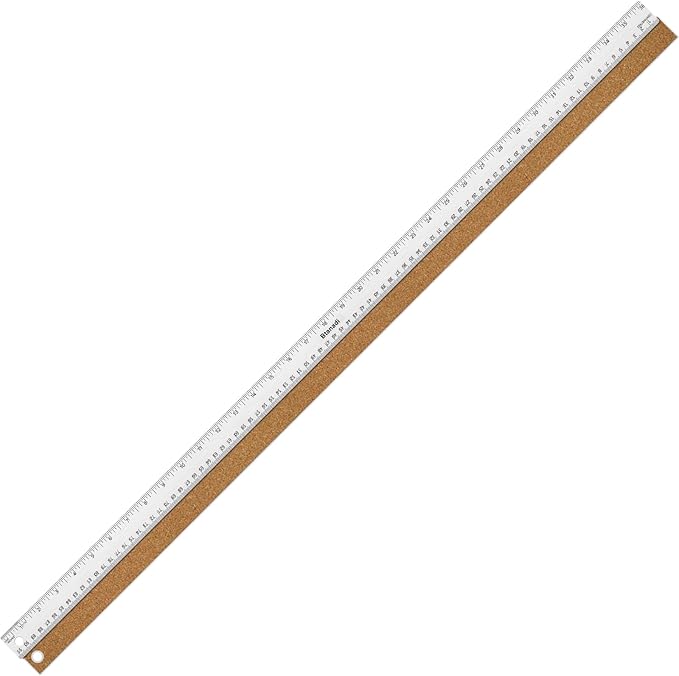 36 Inch Metal Ruler, Stainless Steel Straight Edge Ruler with Cork Backing, Non-Slip Imperial & Metric Measuring Tool for School, Office, Woodworking, Drafting