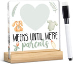 Baby Announcement Gifts for New Parents, Funny Baby Countdown Weeks Acrylic Sign, Expecting Parents to be Pregnancy Gift for First Time Mom to Be Dad A 06