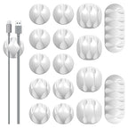 16Pack White Desk Cable Management,Adjustable Cord Organizer Cable Clips,Cable Organizer for Cords Phone Charger/PC/TV,Ideal Cord Holder for Nightstand/Wall/Desk/Office/Home/Car