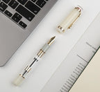 JINHAO 1935 Fountain Pen TIANDAO Series #8 Nib Ink Pen with Guitar-Shaped Clip and Ink Converter (F Nib 0.5mm, Ivory White)