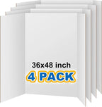 VinTS 36" x 48" Large Trifold Poster Board,4 Pack White Corrugated Foldable Project Boards for Science Fair, School Projects,Photo Displays