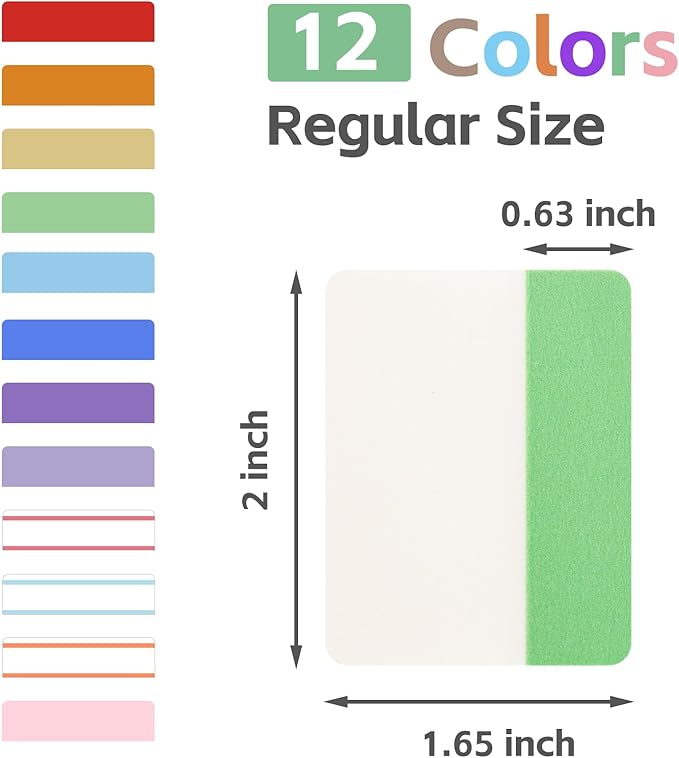 KICNIC 2 Inch New Sticky Tabs Index Tabs 240 Pieces, Colored Reading Tabs Self Adhesive, Arrow Flags Pages Markers for Binder, Books, File Folders and Notebook [12 Soft Colors]，Post It Flags