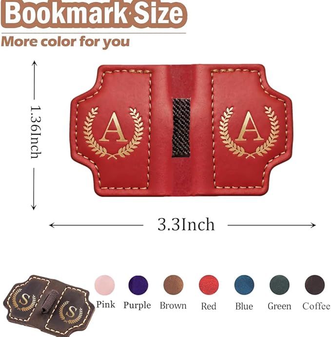 Personalized Mark Bookmark with Pen Holder, Leather Magnetic Book Marker 26 Letters,Custom Initials Page Marks, Gifts for Book Lovers Readers Men Women (Pink, N)
