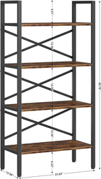 Homeiju 4 Tier Bookshelf 23.6" Width, Kids Bookshelf with Storage, Small Bookcase with Open Shelves, Storage Organization for Bedroom, Living Room and Home Office,Rustic Brown