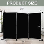 Room Divider 6FT Single Panel Privacy Screen, 102'' Wide Fabric Indoor Room Divider Wall Divider for Room Separation, Portable Room Partitions and Dividers Freestanding Temporary Wall Room Separators
