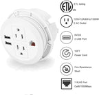Power Grommet 3 Inch for Desktop, Recessed Desk Outlet with 2USB, 2 AC, 1 Network RJ45 Port & 10Ft Cord, Flush Mount Power Strip Table Power Hub for Countertop, Office, Furniture(White)