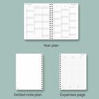 POPRUN Planner 2025-2026 (Medium - 6.5'' x 8.5'') Academic Weekly Calendar (July 2025 - June 2026) with Hourly Time Slots, Monthly Tabs, 100GSM Thick Papers, Spiral Leather Cover - Blue Green