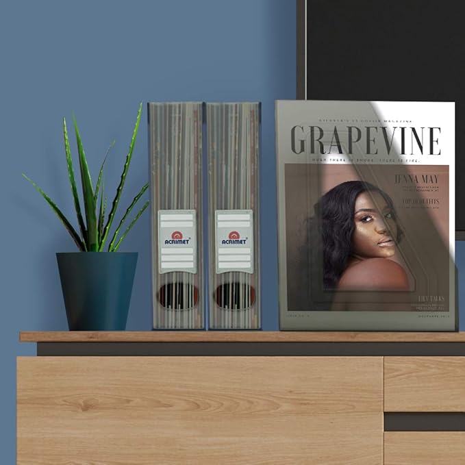 Acrimet Magazine File Holder, Durable Rack, Space-Saving Organizer (Plastic) (Smoke Color) (2 pack)