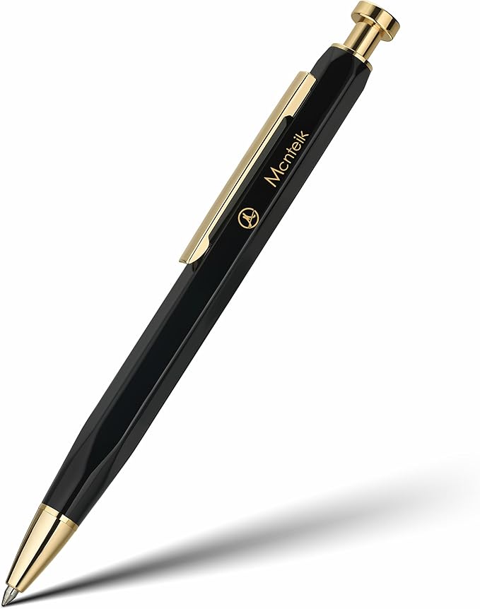Black Click Pen With 24K Gold Finish, Fine lacquer work, Exquisite Gel Pen Gift Set for Men & Women, ADMOK Black refill, Office Supplies, Professional, Executive, Nice Retractable Pen