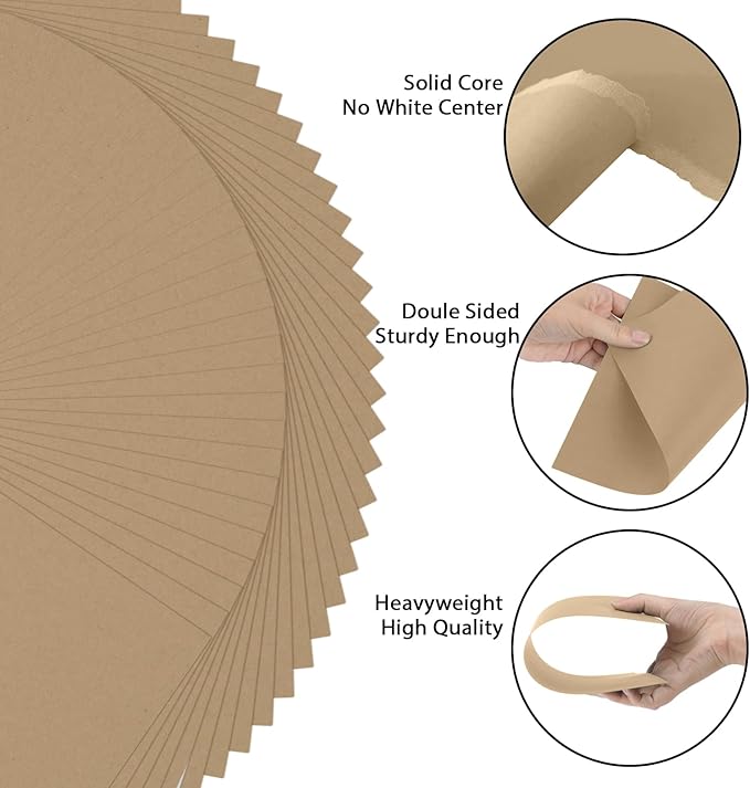 OcePor 200 Sheets Brown Cardstock Paper, Colored Printer Paper 8.5 x 11, Card Stock Thick Construction for Craft,Scrapbook，Office Printing, Invitations, Certificates，92 lb/250gsm